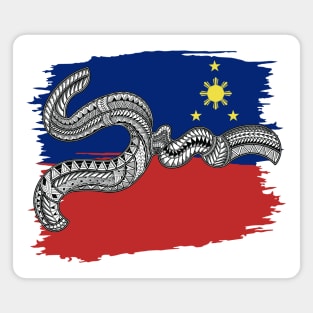 Philippine Flag Tribal line Art / Baybayin word NGA Magnet